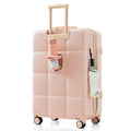 Luggage Sets 4 Piece, 20 Inch With Usb Port, Expandable Abs Durable Suitcase With Travel Bag, Cup Holder, Abs Hard Shell Luggage With Spinner Wheels, Pink Pink Abs