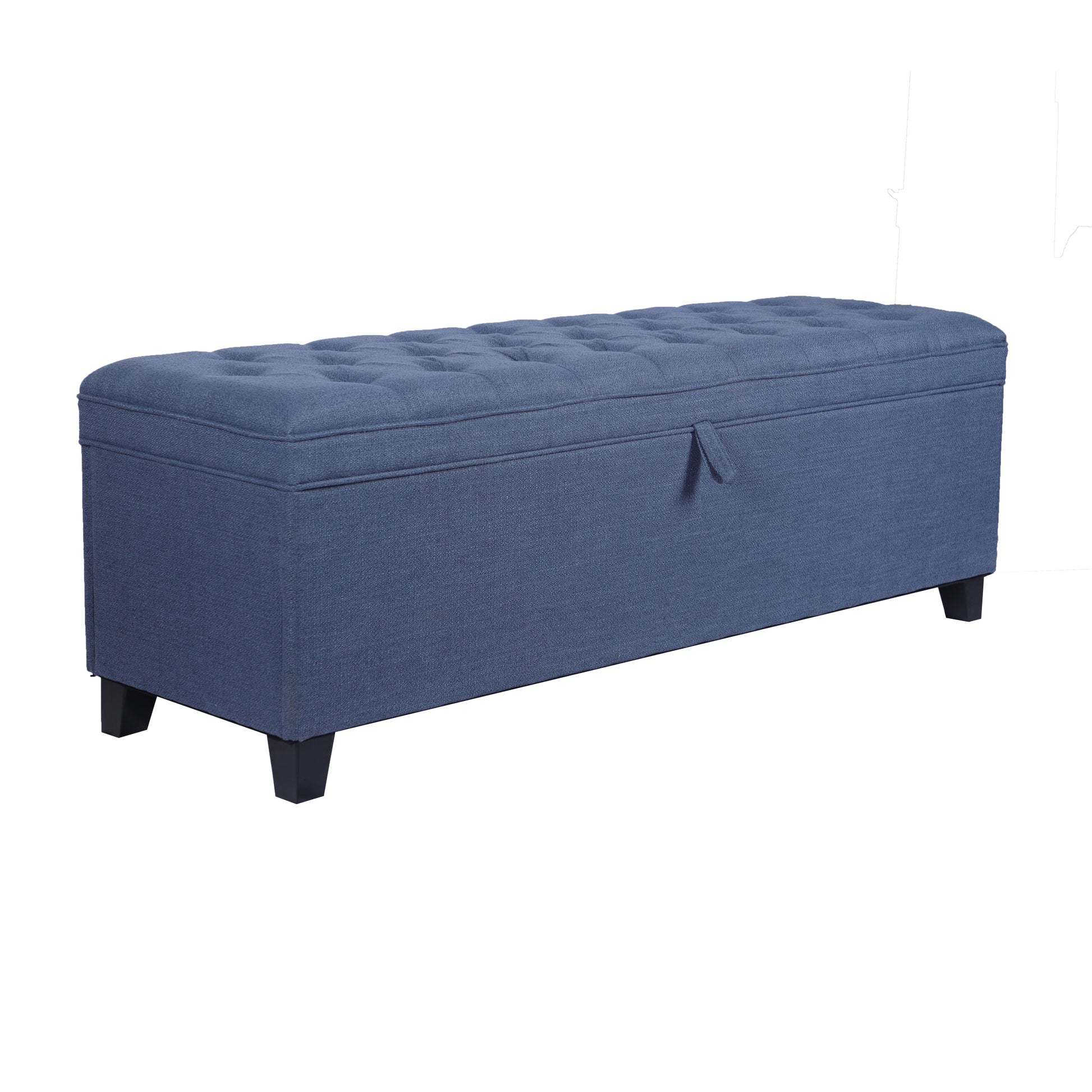 55.3 Inch Extra Long Storage Ottoman Entryway Bench With Flip Top Storage Chest With Padded Seat Bed End Stool For Hallway Living Room Bedroom, Blue Linen Blue Linen Or Linen Blend Blue Linen