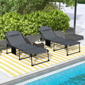 Outsunny 2 Piece Folding Chaise Lounge With 5 Level Reclining Back, Outdoor Tanning Chair With Reading Face Hole, Outdoor Lounge Chair With Side Pocket & Headrest For Beach, Yard, Patio, Gray Gray Steel