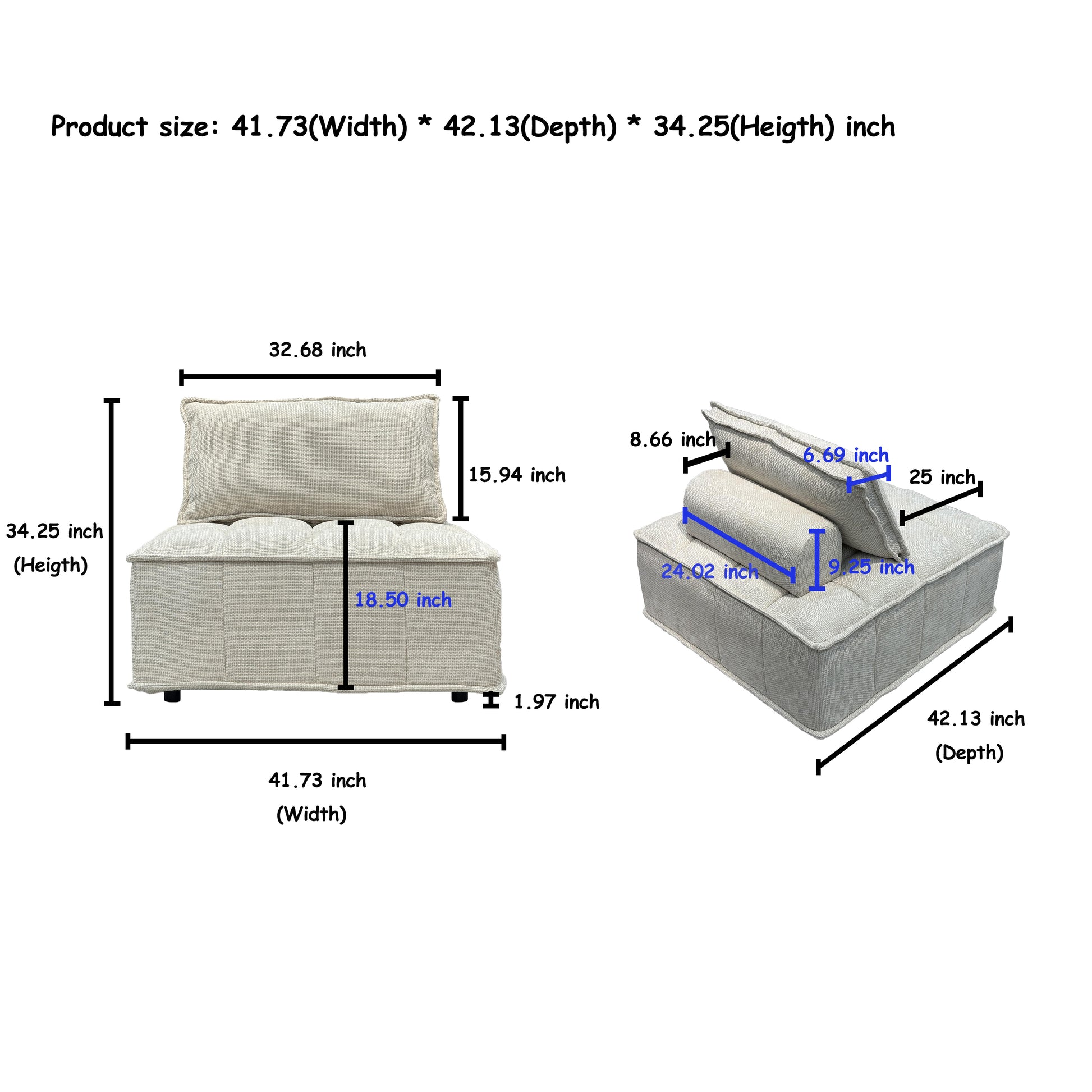 Light Grey 3 Piece Modular Sofa Oversized Sectional Couch For Living Room Coffice Shop, Flexible Seating Arrangement, Modern Design Sofa Grey Chenille 3 Seat