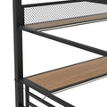 Full Size Metal Loft Bed Frame With Storage Shelf And Led Light,Iron Mesh,Black Black Metal