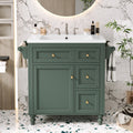 30'' Bathroom Vanity With Top Sink, Modern Bathroom Storage Cabinet With 2 Drawers And A Tip Out Drawer, Single Sink Bathroom Vanity Same As Sw000143Aaf Green Bathroom Modern Solid Wood Mdf Resin