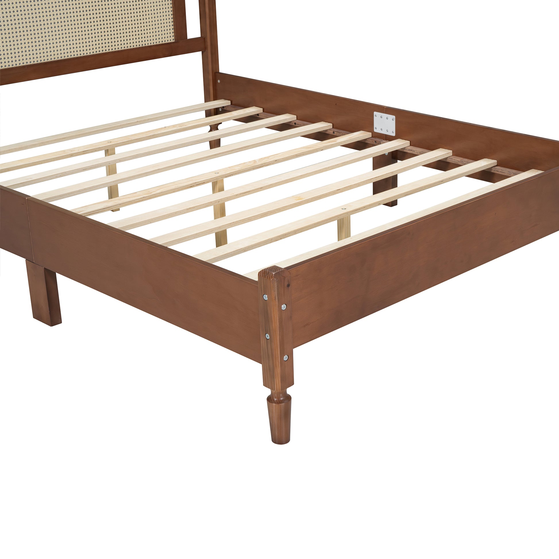 3 Pieces Bedroom Set With Queen Size Wooden Bed Frame, 1 Vintage Nightstand And 1 Makeup Vanity Set With Stool,Walnut Expected Arrival Time: 08.23 Queen Walnut 3 Piece Set Wood