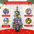 Lighted Candy Christmas Tree Set Of 2, 3Ft Artificial Tree With Warm White Lights, Christmas Tree For Decoartion Inside And Outside Green Pvc