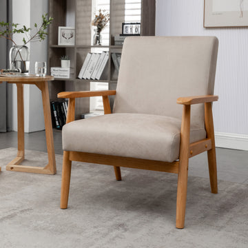 25.38'' Wide Classic Mid Century Modern Arm Chair, Light Camel Light Camel Microfiber