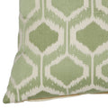 20 X 18 Inch Cotton Pillow With Fretwork Embroidery, Green And White White Green Polyester Blend