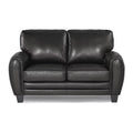 Cushioned Loveseat Upholstered In Black Bonded Leather Black Wood 2 Seat