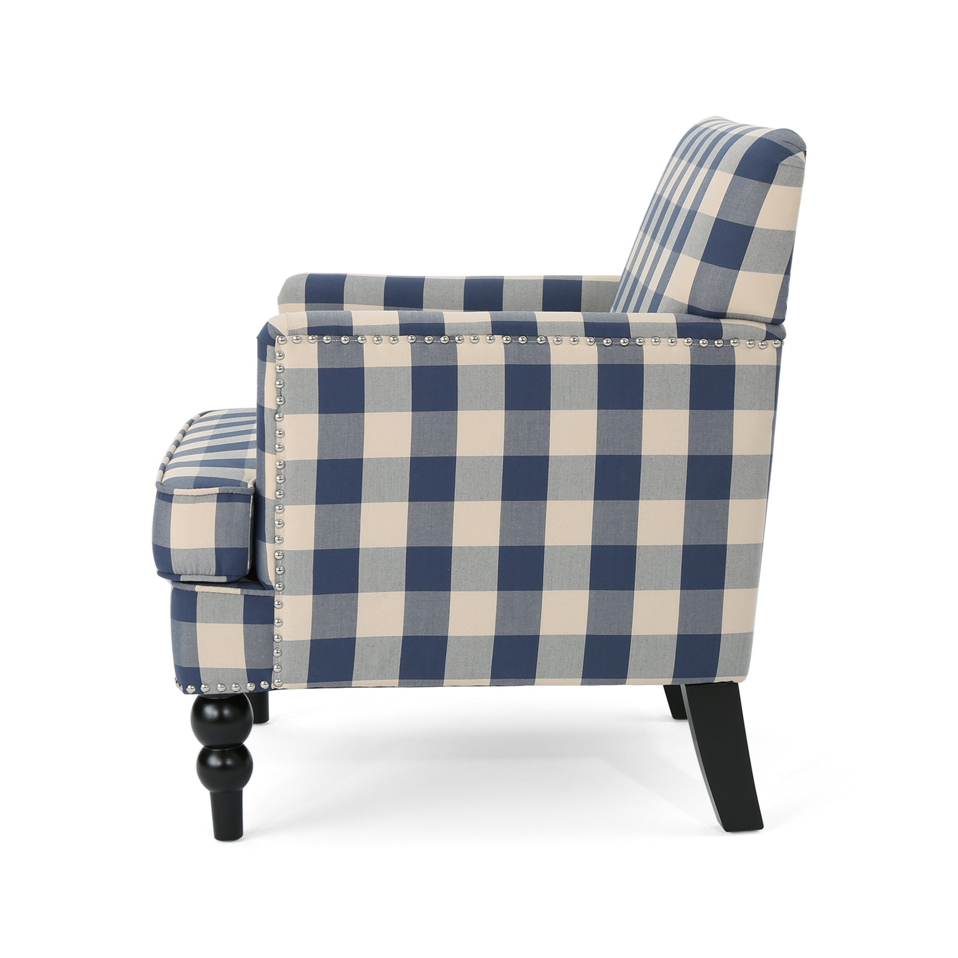 Harrison Tufted Club Chair Blue Fabric