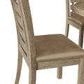5Pcs Table Set Round Dining Table Solid Wood Modern Farmhouse Rustic Look Distressed Look Wood Grayish Brown Ladder Back Seats 4 Light Brown Dining Room Fixed Table American Design,Farmhouse,French Country,Rustic,Vintage Rubberwood Round Round Dining