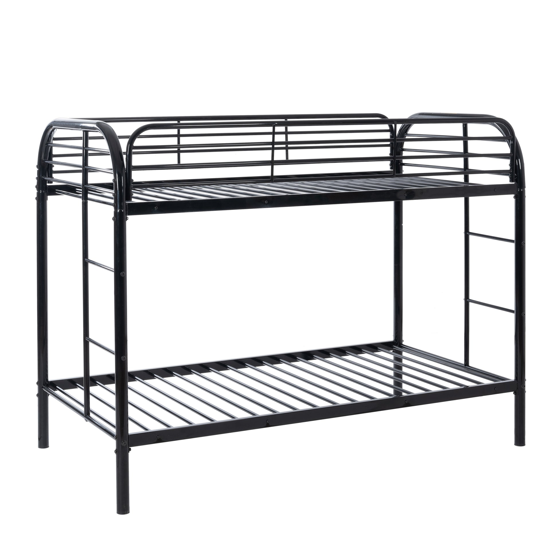 Twin Over Twin Bunk Bed With Ladders Twin Black Steel