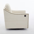 Cream White Fabric Swivel Rotating Accent Chair With Usb And Magazine Book For Living Room And Hotel Bed Room Cream White White Primary Living Space American Design,Classic,Modern Pine Foam Wood Fabric