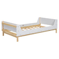 Twin Bed With Headboard, Footboard, Safeguards, Built In Bed End Book Storage Rack ,White Twin White American Design Pine