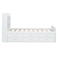 Twin Size Wooden Bed With Storage Headboard With Outlets, Extendable Bed With Twin Size Trundle With Three Storage Drawers,White Expected Arrival Time:8.23 Twin White Wood