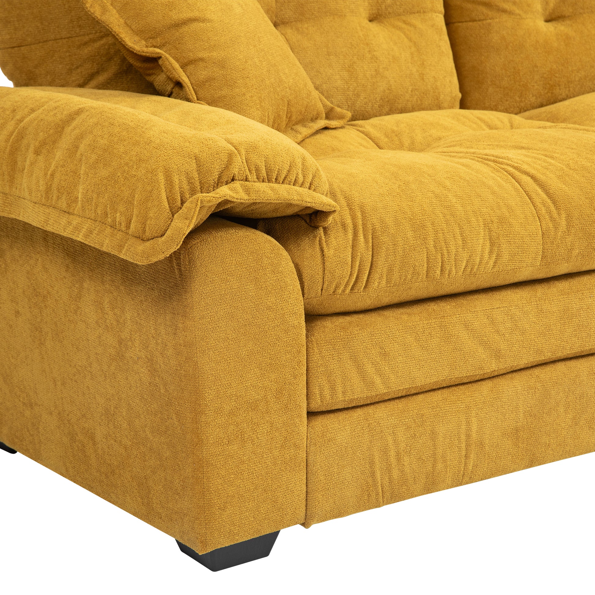 84" Chenille Recliner Sofa Small Sofa Loveseat Deep Seat Sofa Couch With 2 Throw Pillows & Memory Foam For Living Room Apartment Office Lounge Yellow Yellow Memory Foam Chenille,Upholstered 2 Seat