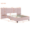 Queen Size Upholstered Platform Bed With Big Headboard, Bedroom Furniture, Velvet, Pink Queen Pink Plywood