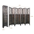 8 Panel Room Dividers, 6Ft Carved Wood Room Divider Partition Room Dividers Wall Wooden Carved Folding Privacy Screens Foldable Panel Wall Divider For Office Restaurant, Rustic Brown Rustic Brown Classic Wood