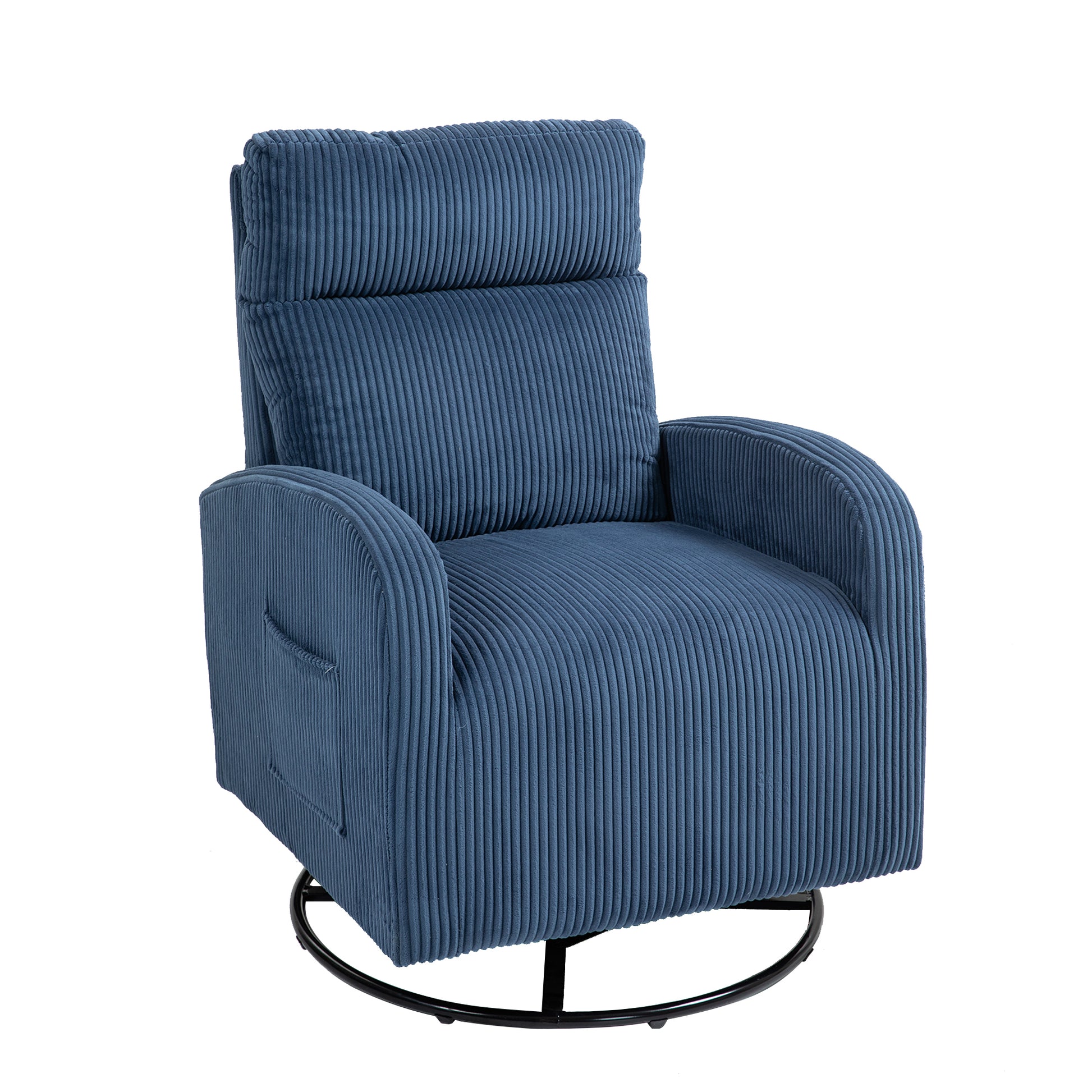 Jiada Upholstered Swivel Glider.Flannel Fabric.Rocking Chair For Nursery In Navy Blue.Modern Style One Left Bag Navy Blue Primary Living Space Foam Fabric Metal