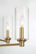 Timeless Six Lights Chandelier With Clear Ribbed Glass Satin Brass Antique Brass,Clear,Gold Ceiling Lights Brass,Glass