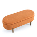 Ottoman Oval Storage Bench,Rubber Wood Leg,Orange 46.