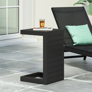 Cape Coral Alu C Shaped Table Grey Black Aluminium