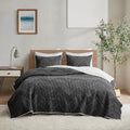 3 Piece Embroidered Cotton Quilt Set Black Full Queen Queen Black Cotton