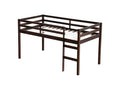 Solid Wooden, Rubber Wooden Twin Loft Bed With Ladder, Bed Platform Of Strengthened Slatsespresso Twin Espresso Rubber Wood