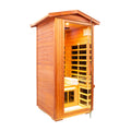 Outdoor Khaya Wood One Person Far Infrared Sauna Room Natural Wood Metal & Wood