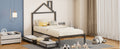 Twin Size Metal Platform Bed With Two Drawers,House Shaped Headboard Design, Black Twin Black Metal