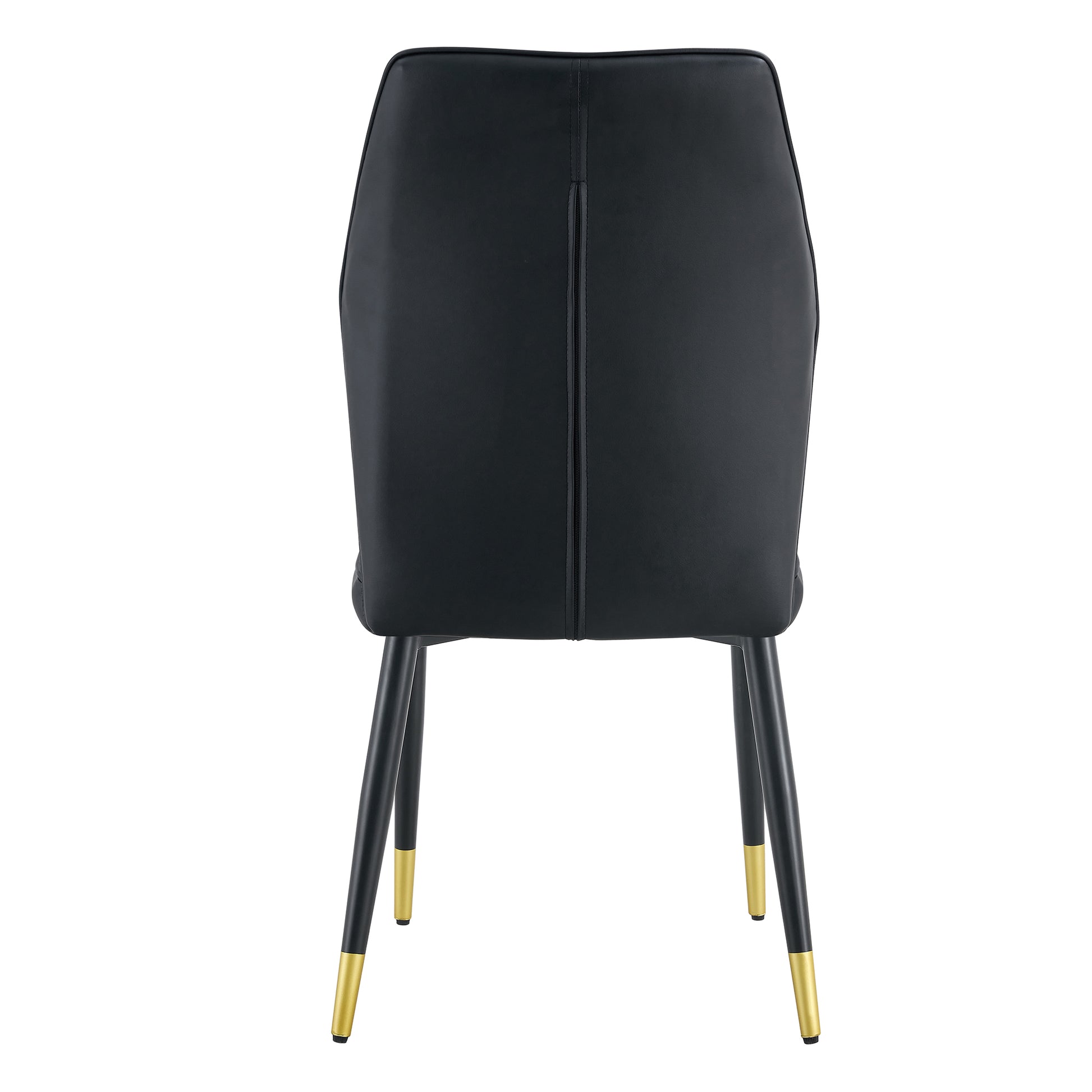 4 Modern Dining Chairs With Stylish Pu Patterned Backrest And Black Metal Legs For A Comfortable Home Experience In The Kitchen, Bedroom And Office. Black Pu