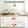 Heavy Duty Sturdy Meta Twin Over Full Bunk Bed L Noise Reduced Safety Guardrail No Box Spring Needed,White Box Spring Not Required Twin White Metal
