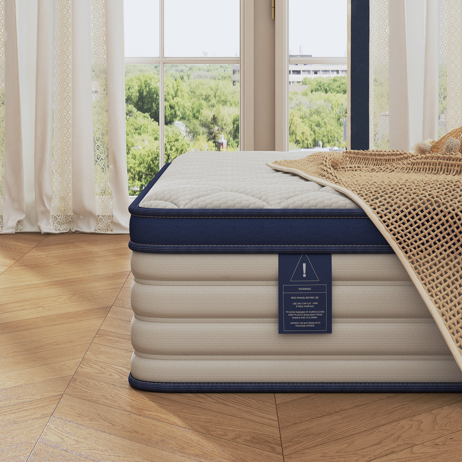 Mattress Home Mattress Bedroom Mattress Double Mattress Gel Memory Cotton Mattress Full Size Mattress Roll Pack Compression Mattress Box Mattress White Blue Foam Spring Queen