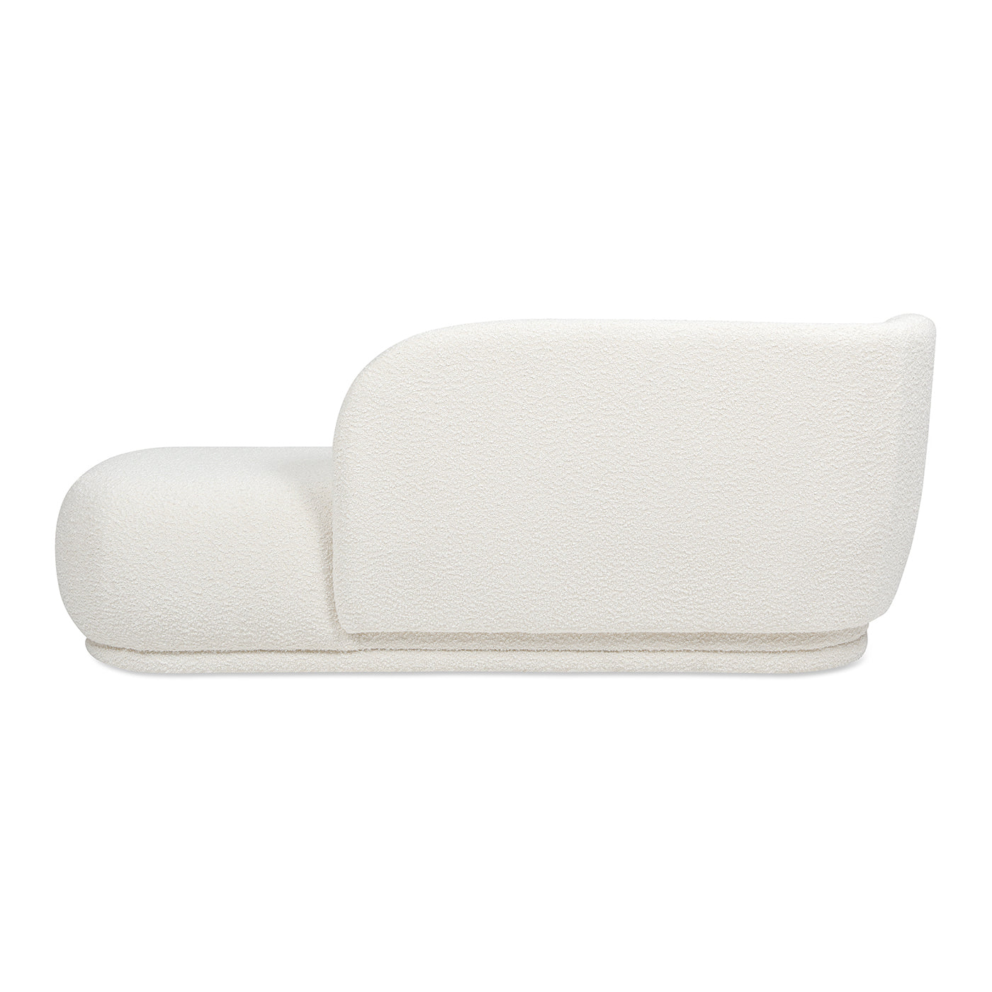Aire 75" Raf Modern Rounded Chaise Lounge, Ivory White Boucle White Foam Boucle