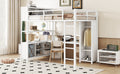 Metal Loft Bed With Wardrobe And L Shaped Desk, Full Size Loft Bed With Storage Cubes And Shelves, Heavy Duty Loft Bed For Kids Teens Adults, White Pre Sale Date: August 10Th Full Off White Metal