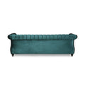 84 Inch Teal 3 Seater Velvet Sofa Button Tufted With Trim, Curved Backrest, And Rolled Arms, Stylish And Elegant Couch For Modern Living Rooms, Durable Upholstery, Luxury Design Teal Velvet Wood Primary Living Space Medium Firm Loose Back Medium Duty