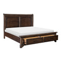 Transitional Style Rustic Brown Finish Queen Platform Bed With Footboard Storage Wooden Bedroom Furniture 1Pc Traditional Design Box Spring Not Required Queen Rustic Brown Wood Bedroom Traditional,Transitional Storage Included Wood