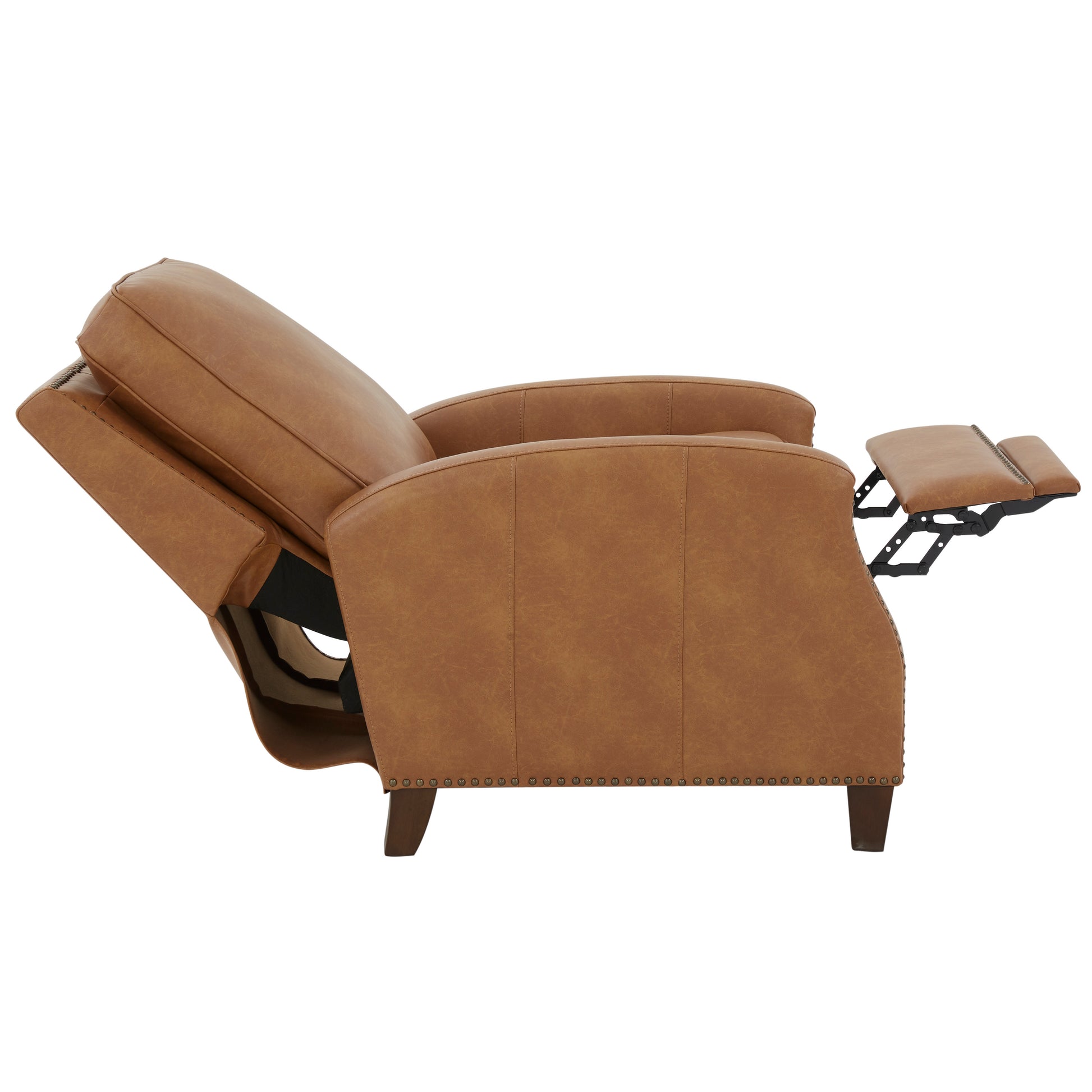 Jack Saddle Faux Leather Push Back Recliner Brown Foam Faux Leather