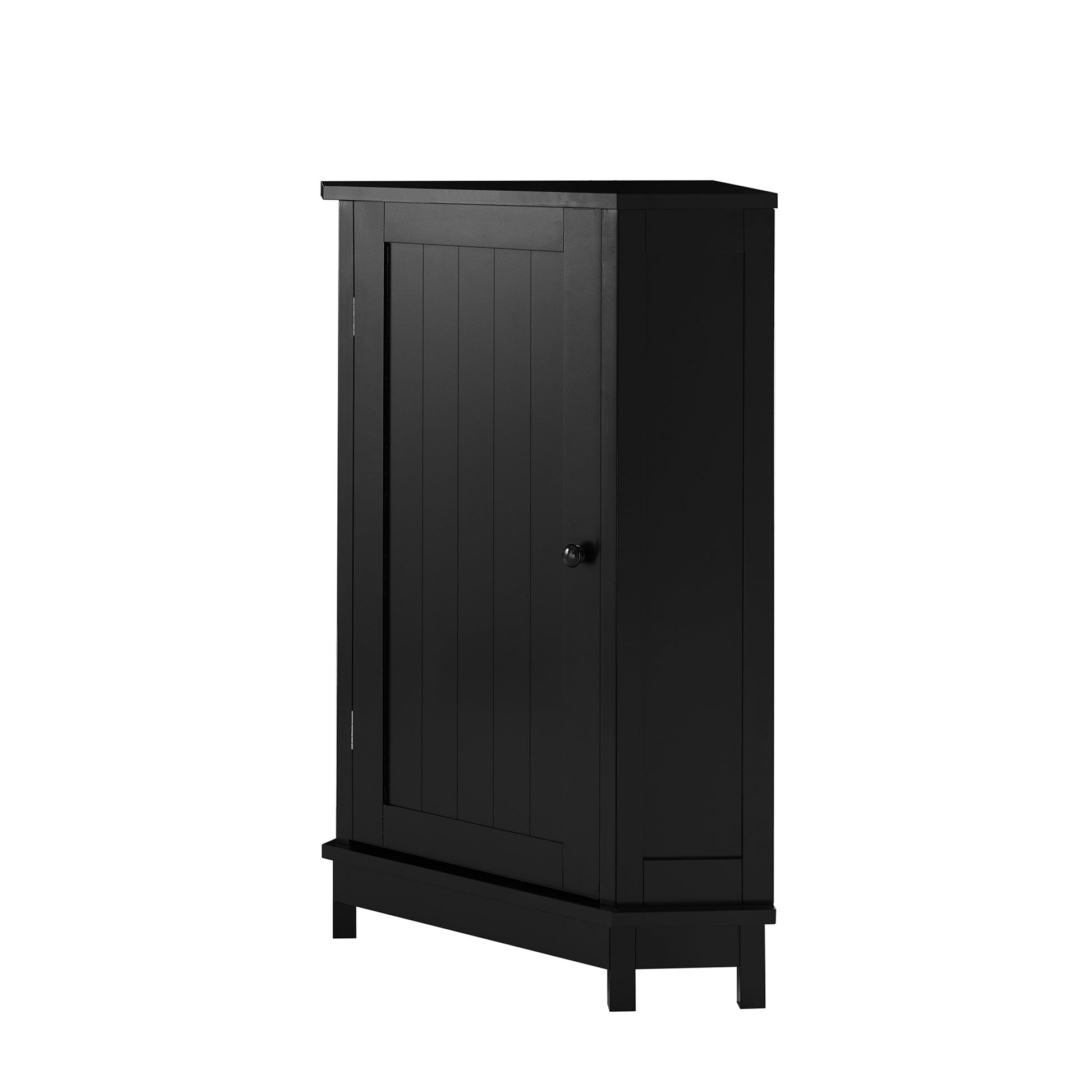 Black Bathroom Cabinet Triangle Corner Storage Cabinet With Adjustable Shelf Modern Style Mdf Board Black Mdf