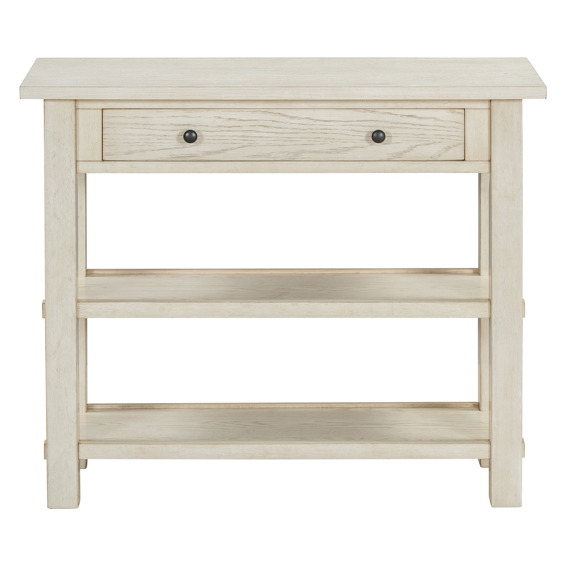 Retro Console Table With Drawer And Two Sturdy Shelves For Entryway, Living Room Gray Wash Gray Wash Mdf,Rubber Wood