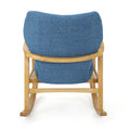 Elegant Solid Wood Rocking Chair With Blue Linen Cushion Blue Fabric