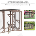 Pawhut Outdoor Cat House, Catio Wooden Feral Cat Shelter, Cat Cage With Platforms, Large Enter Door, Weather Protection Asphalt Roof, 71