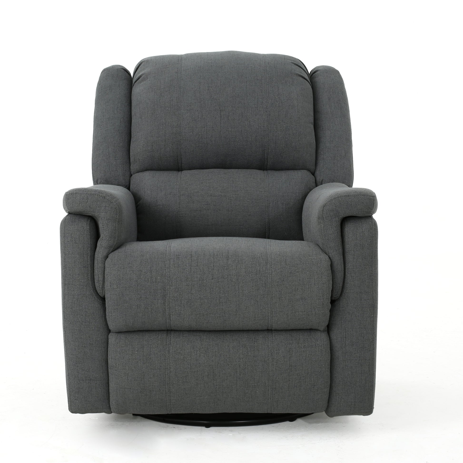 Charcoal Fabric Glider Recliner With Swivel, Manual Reclining Chair Charcoal Fabric