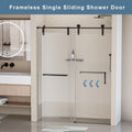 56 60 In. W X 76 In. H Frameless Shower Door, Single Sliding Shower Door, 5 16