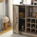 Wine Bar Cabinet For Liquor And Glasses, Farmhouse Coffee Bar, Cabinet With Wine Rack Barn Door Buffet Sideboard Cabinet With Drawer, Adjustable Storage Shelves, 31.5