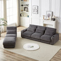 128 Inch Corduroy With Cup Holder Super Large L Shaped Sofa, Movable Footrest, Four Waist Pillows And Four Back Cushion, With Usb Port And T Pyce Port Grey Corduroy 4 Seat