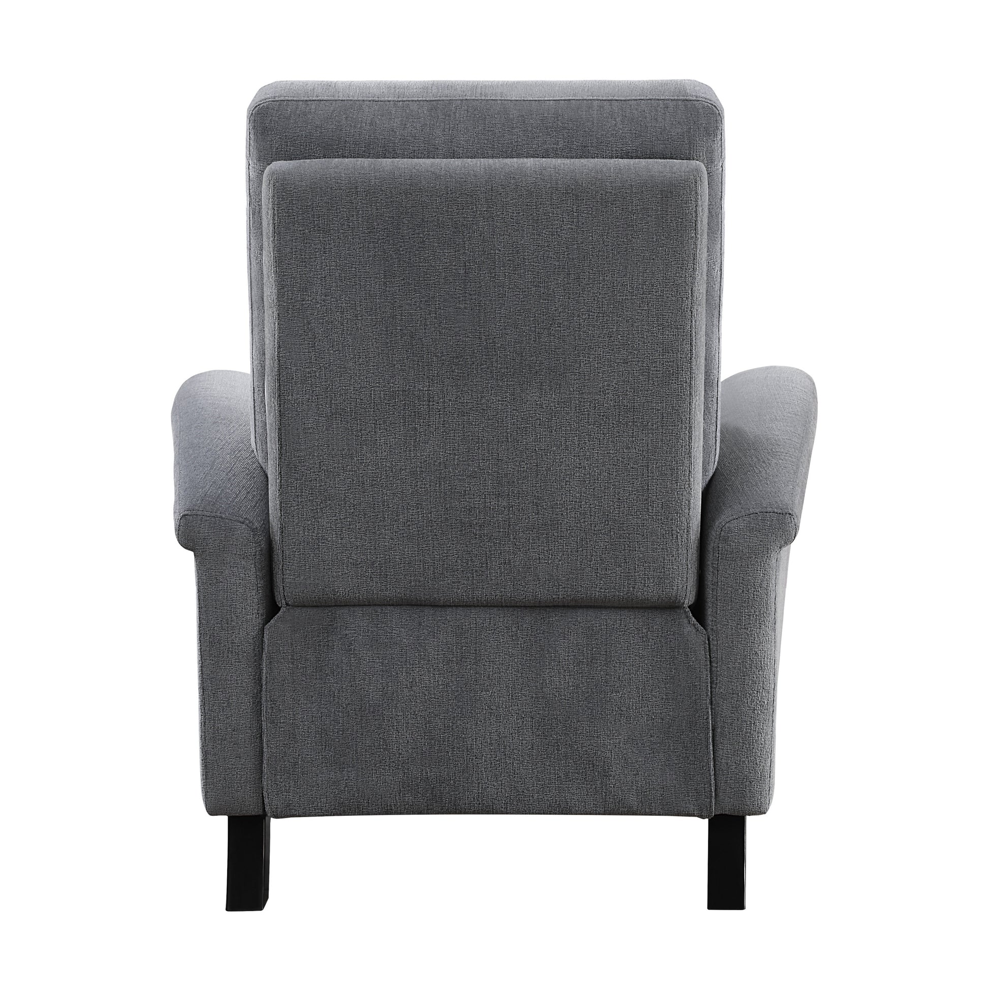 1Pc Push Back Reclining Chair Plush Pillowtop Arms Gray Chenille Fabric Upholstery Solid Wood Modern Living Room Furniture Gray Chenille Wood Primary Living Space Modern Pillow Top Arms Solid Wood