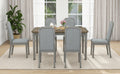 7 Piece Farmhouse Dining Set Classic Rustic Table And 6 High Back Design Chairs For Dining Room, Kitchen Brown Gray Brown Gray Solid Wood Mdf
