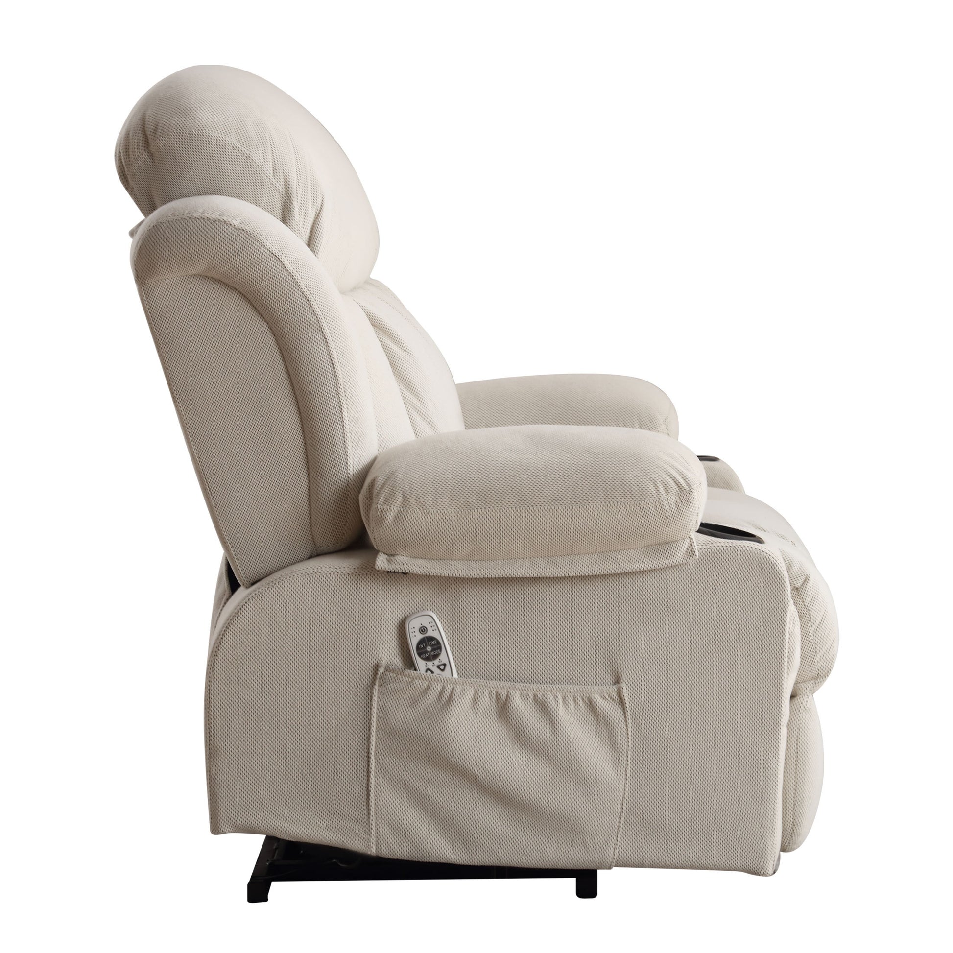 Power Lift Recliner Chair With Heat And Massage Electric Fabric Recliner Chair For Elderly With Side Pocket, Usb Charge Port, Remote Control For Living Room Beige A B Beige Velvet Metal Soft Heavy Duty Cotton Velvet