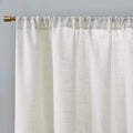 Linen Blend Light Filtering Curtain Panel Pair 2 Pcs Window Panels White Polyester