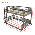 Full Xl Over Queen Bunk Bed With Ladder And Guardrails, Gray Box Spring Not Required Queen Gray Wood Bunk Solid Wood Mdf