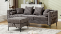 Arrived L Shaped Sectional Sofaconvertible Storage Ottoman,Chenille ,Square Arm, Modern Tufted Couch ,3 Seater, And Nailhead, Dark Gray Dark Gray Polyester Wood Primary Living Space Medium Soft Tufted Back Modern Square Arms Metal & Wood 4 Seat